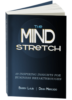 Front cover of The MINDstretch by Barry Laub and Dean Mercado, a fewer, better book of 49 inspiring business insights